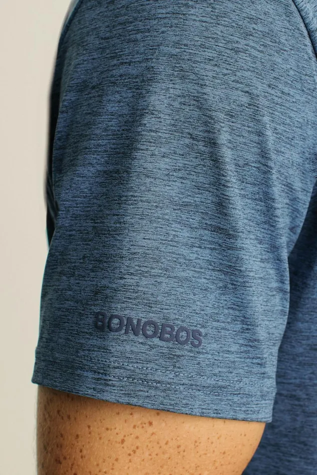 Men The Performance Golf Polo Heather Denim Blue Bonobos Polos