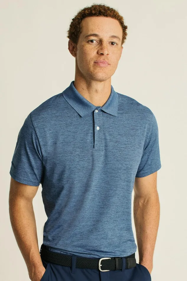 Men The Performance Golf Polo Heather Denim Blue Bonobos Polos