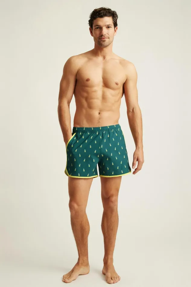 Men Throwback Swim Trunks Green Pineapple Party Bonobos Swim Trunks