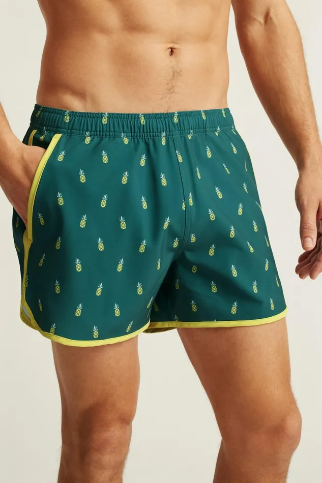 Men Throwback Swim Trunks Green Pineapple Party Bonobos Swim Trunks