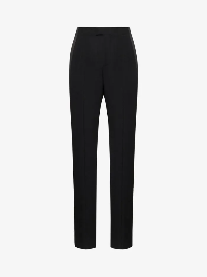 Men Trousers Alexander McQueen Wide Leg Tuxedo Trousers Black