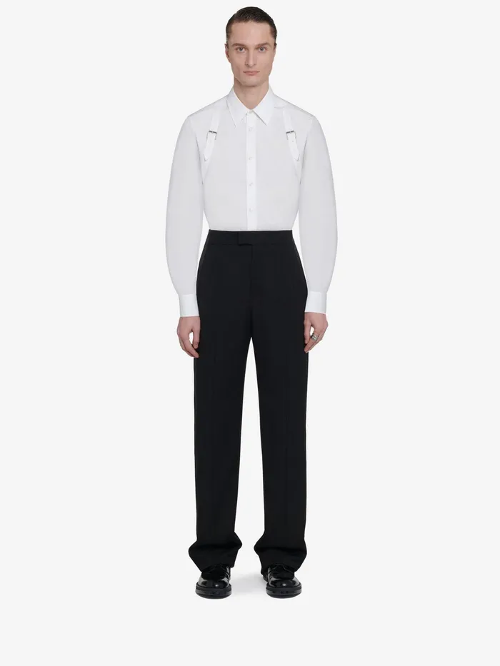 Men Trousers Alexander McQueen Wide Leg Tuxedo Trousers Black