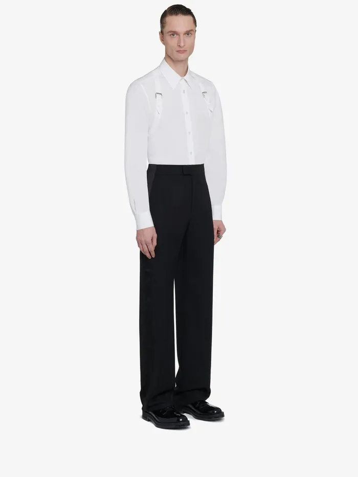 Men Trousers Alexander McQueen Wide Leg Tuxedo Trousers Black
