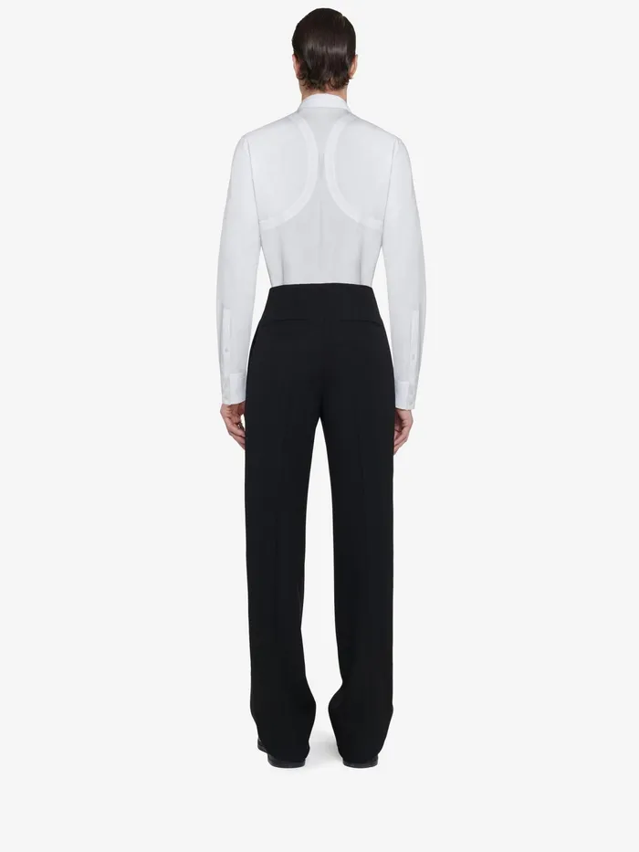 Men Trousers Alexander McQueen Wide Leg Tuxedo Trousers Black