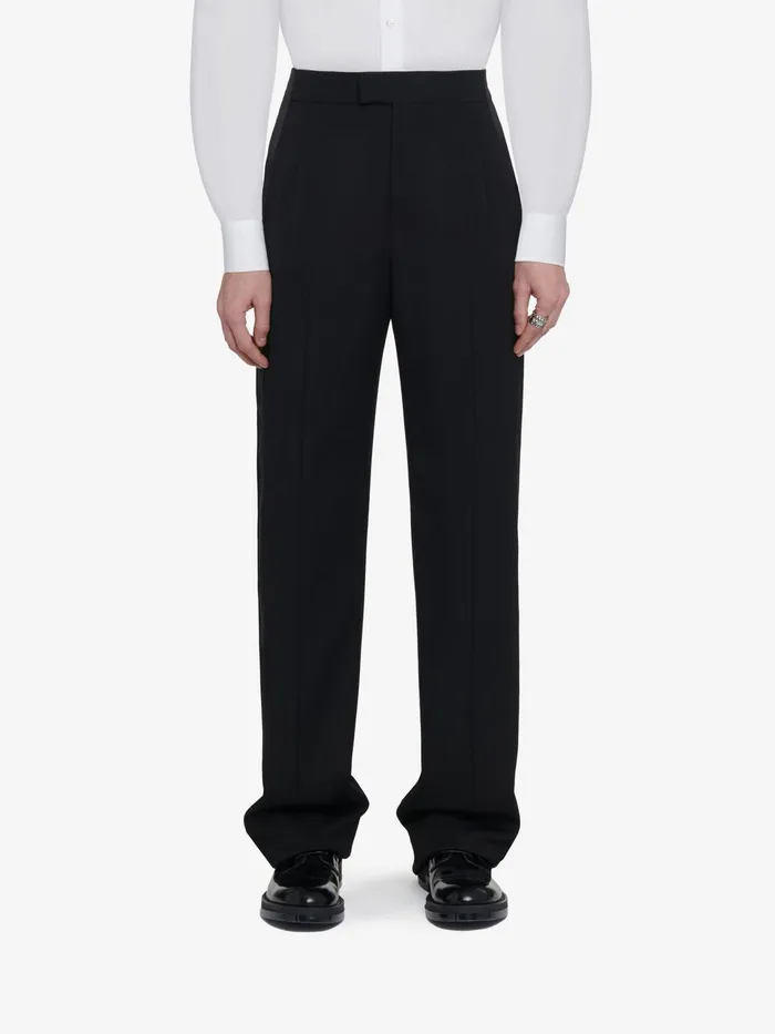 Men Trousers Alexander McQueen Wide Leg Tuxedo Trousers Black
