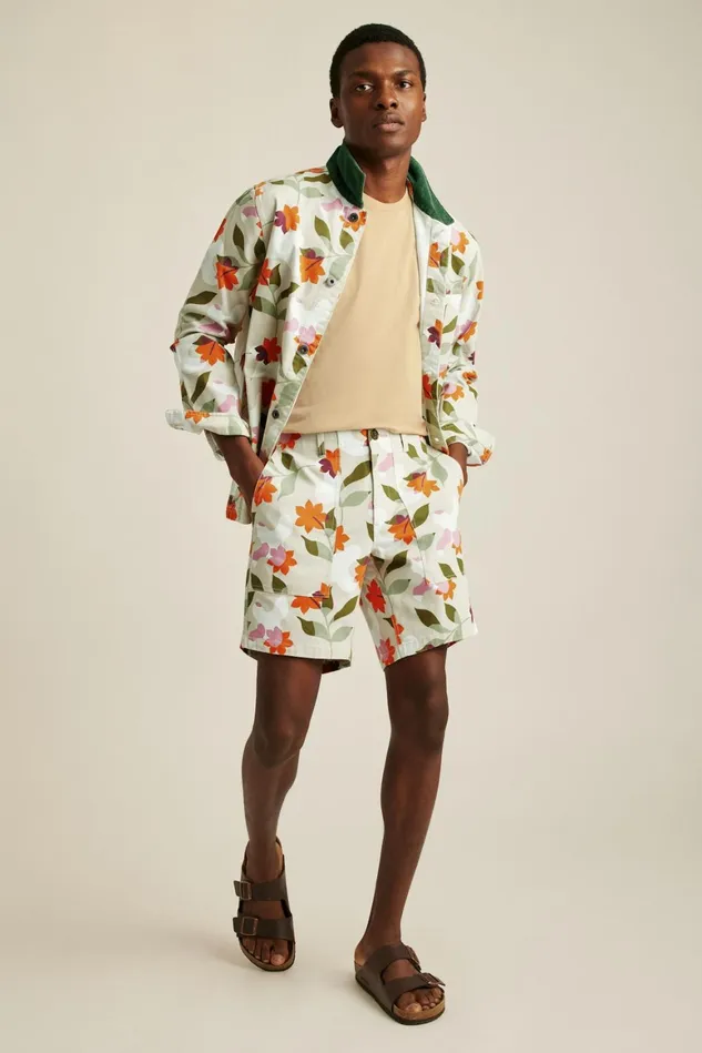 Men Utility Short Light Khaki Floral Bonobos Chino Shorts