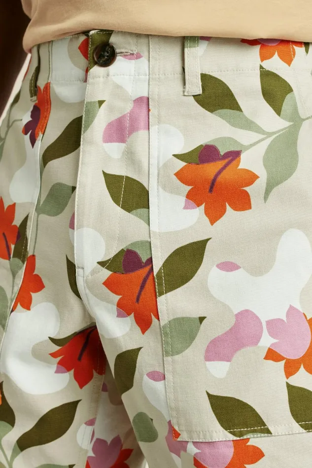 Men Utility Short Light Khaki Floral Bonobos Chino Shorts