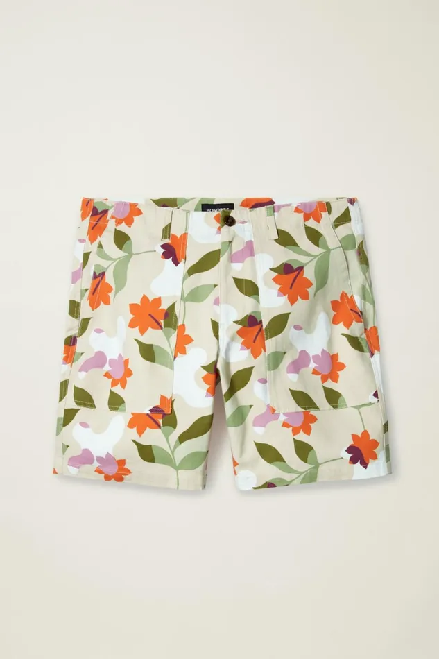 Men Utility Short Light Khaki Floral Bonobos Chino Shorts