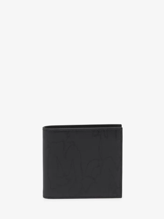 Men Wallets And Cardholders Alexander McQueen Mcqueen Graffiti Billfold Wallet Black