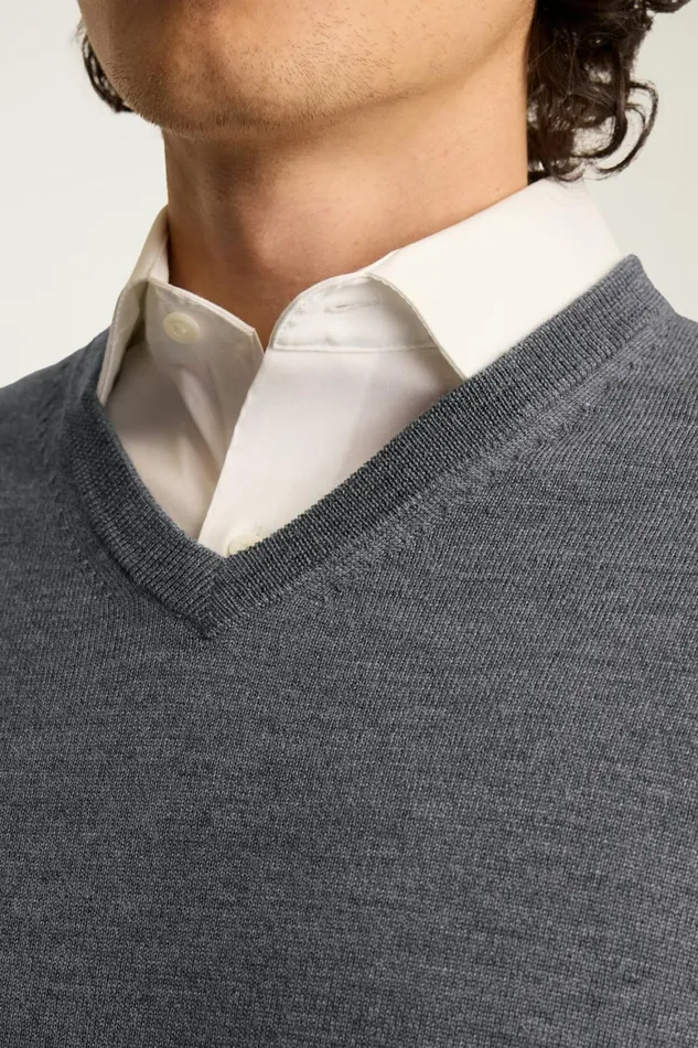 Men Washable Merino VNeck Sweater Charcoal Grey Bonobos Crew and VNeck Sweaters