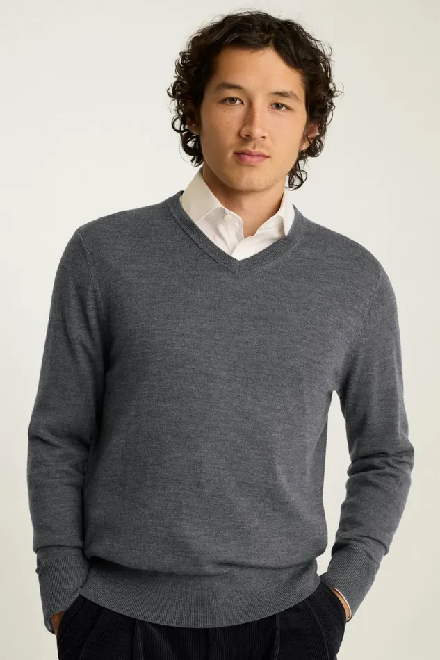 Men Washable Merino VNeck Sweater Charcoal Grey Bonobos Crew and VNeck Sweaters