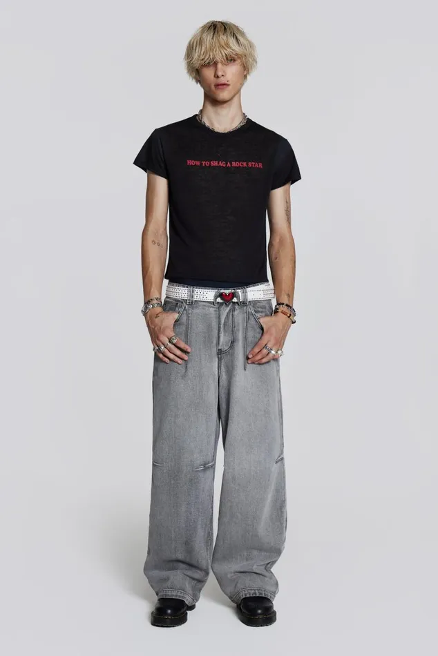 Men Washed Slogan Tshirt Jaded London TShirts and Vests