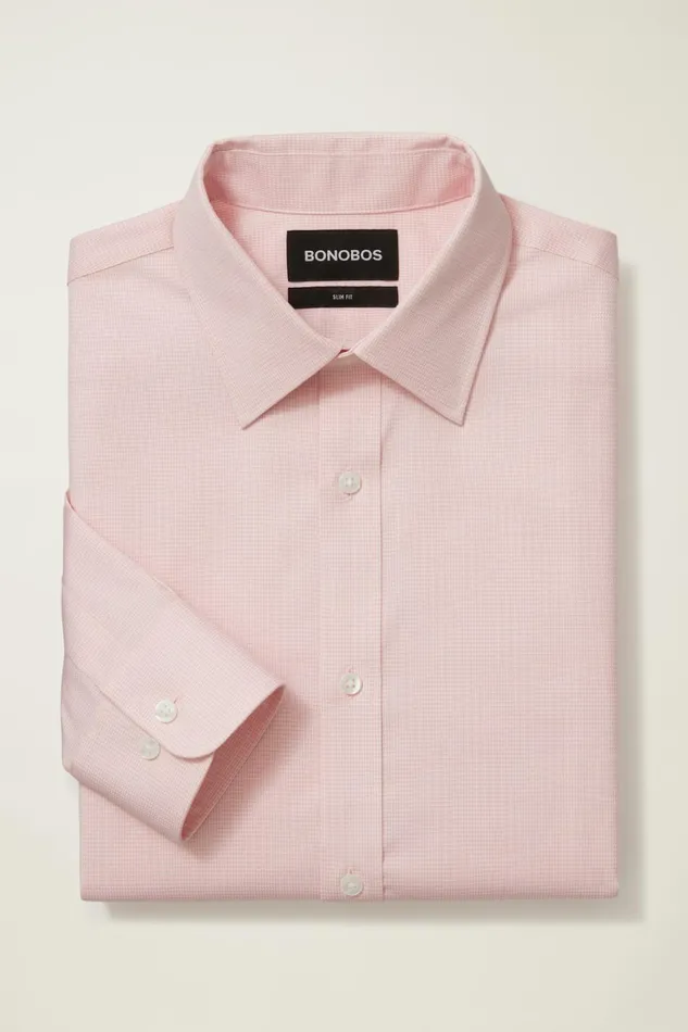 Men Weekday Warrior Dress Shirt Pink Micro Houndstooth Bonobos Business Casual Shirts