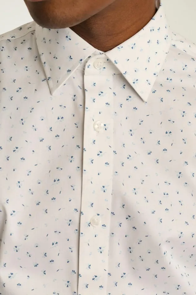 Men Weekday Warrior Dress Shirt White Blue Floral Bonobos Business Casual Shirts