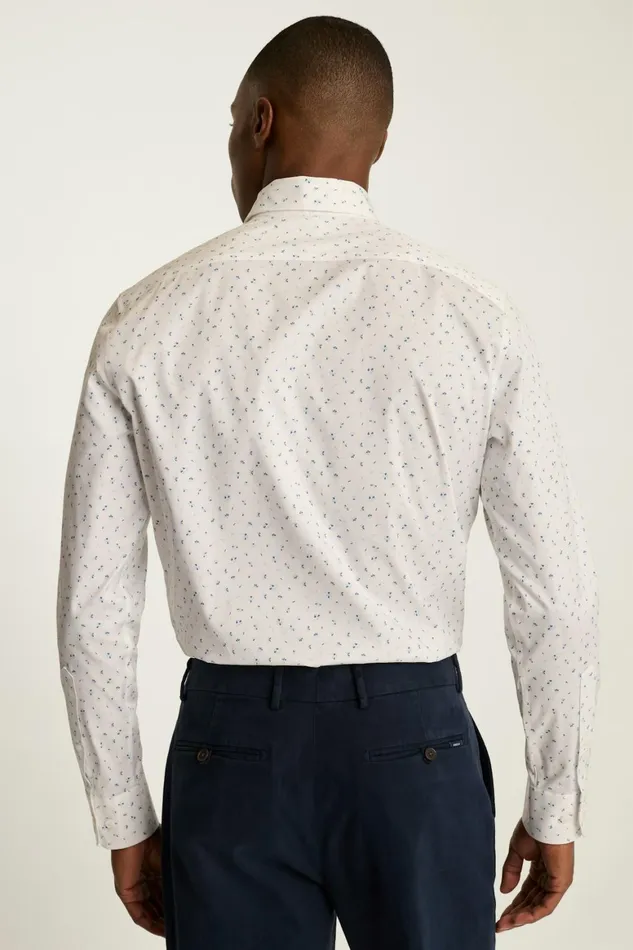 Men Weekday Warrior Dress Shirt White Blue Floral Bonobos Business Casual Shirts