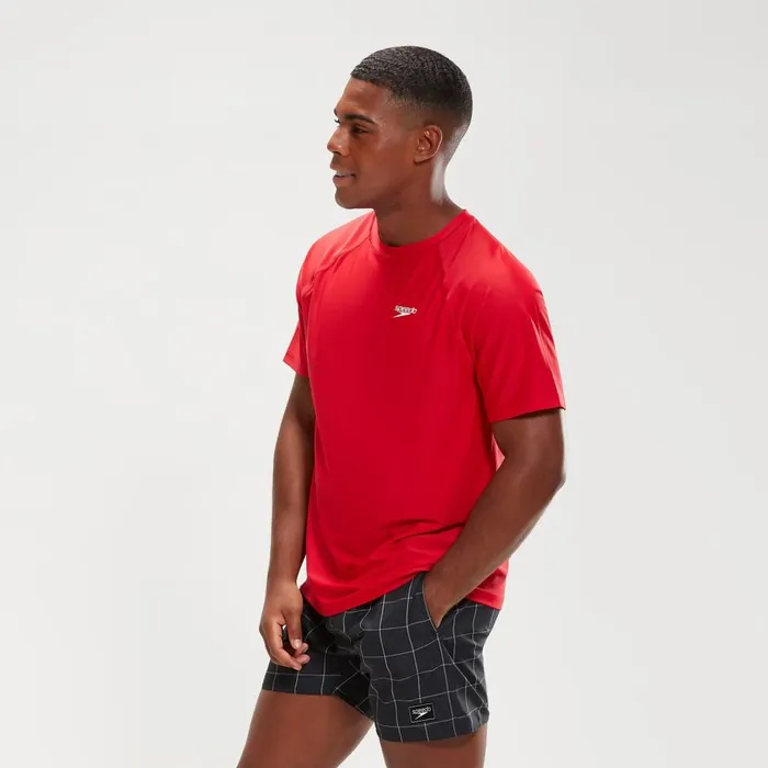 Men Wetsuits and Trisuits Speedo Men039s Essential Short Sleeve Swim Top Red Men Wetsuits and Trisuits Speedo Men039s Essential Short Sleeve Swim Top Red