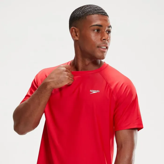 Men Wetsuits and Trisuits Speedo Men039s Essential Short Sleeve Swim Top Red Men Wetsuits and Trisuits Speedo Men039s Essential Short Sleeve Swim Top Red