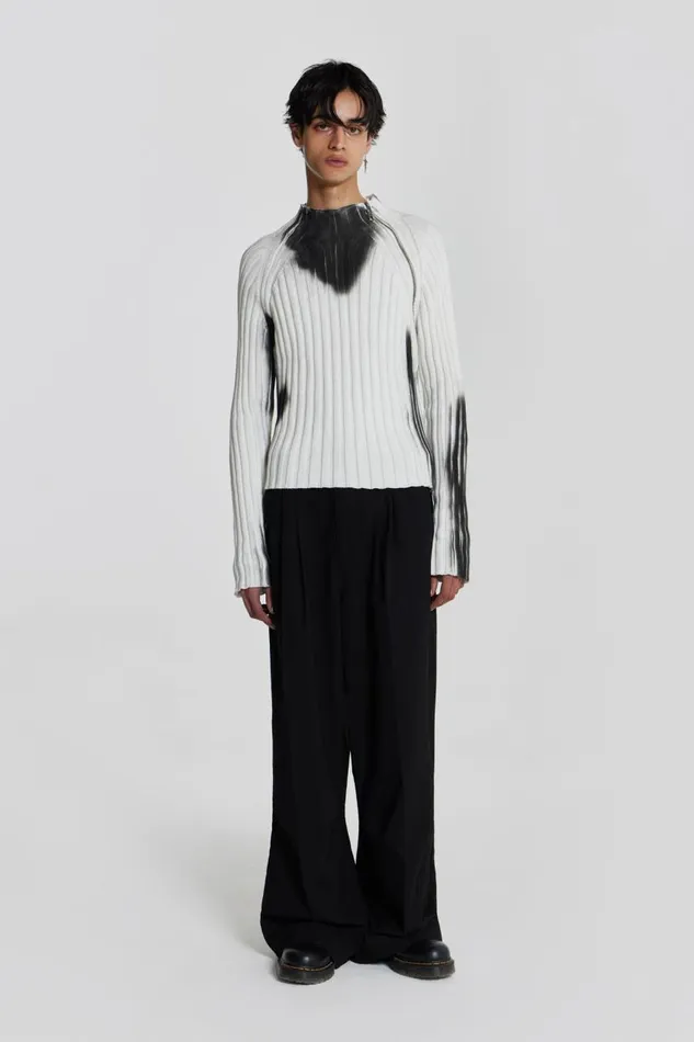Men White Asymmetric Luster Knit Jaded London Knitwear