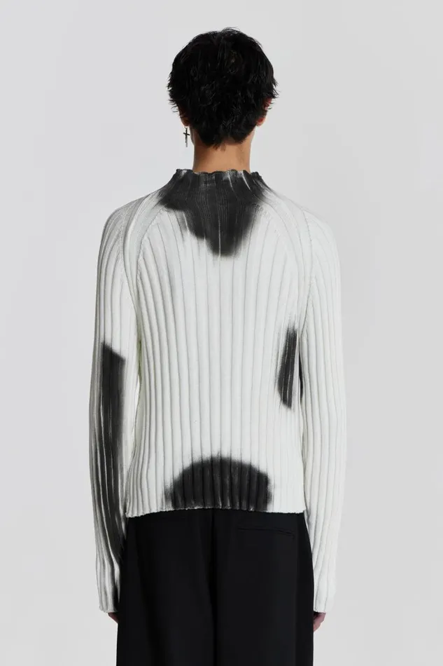 Men White Asymmetric Luster Knit Jaded London Knitwear