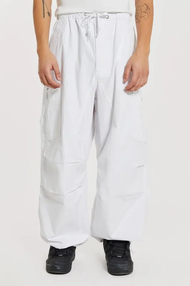 Men White Parachute Cargo Pants Jaded London Trousers and Pants