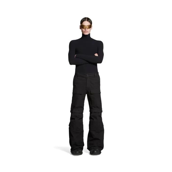 MenWomen Trousers Balenciaga Flared Cargo Trousers In Black