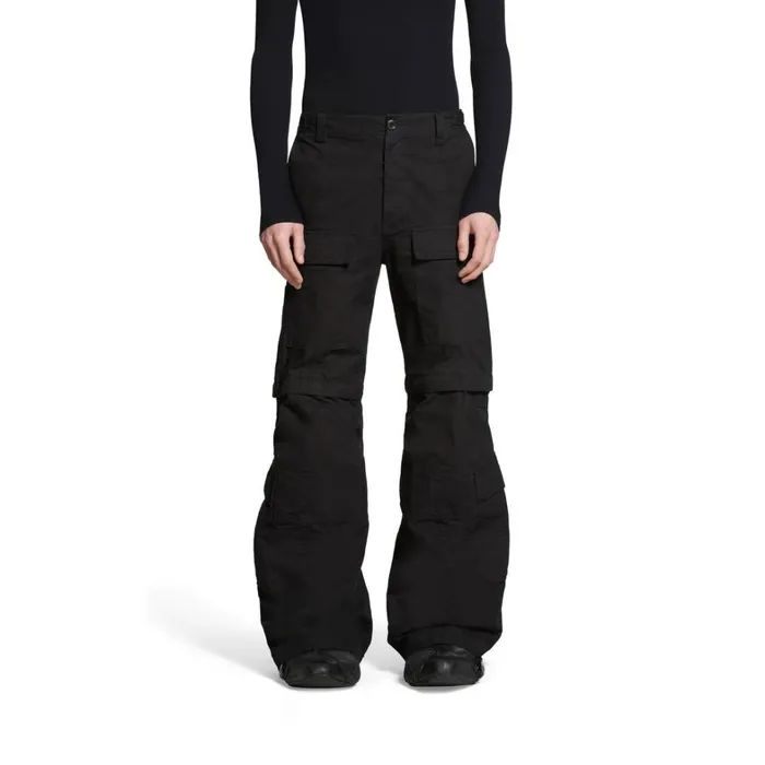 MenWomen Trousers Balenciaga Flared Cargo Trousers In Black