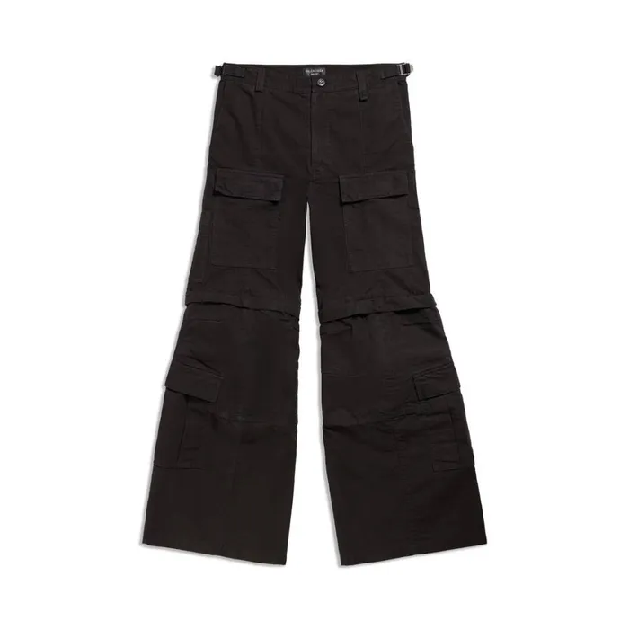 MenWomen Trousers Balenciaga Flared Cargo Trousers In Black