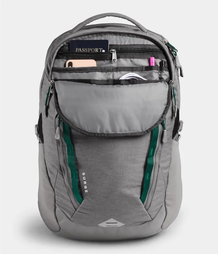Mens Surge Backpack Zinc Grey Dark Heatherevergreen The North Face Backpacks