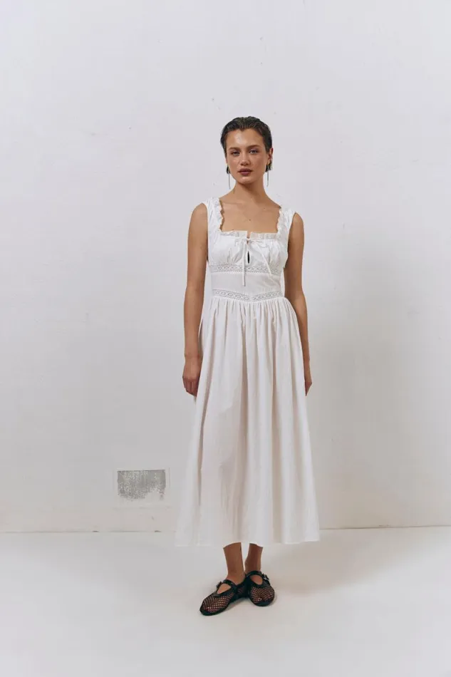 MidiMaxi Dresses Women VRG GRL French Silhouette Midi Dress White