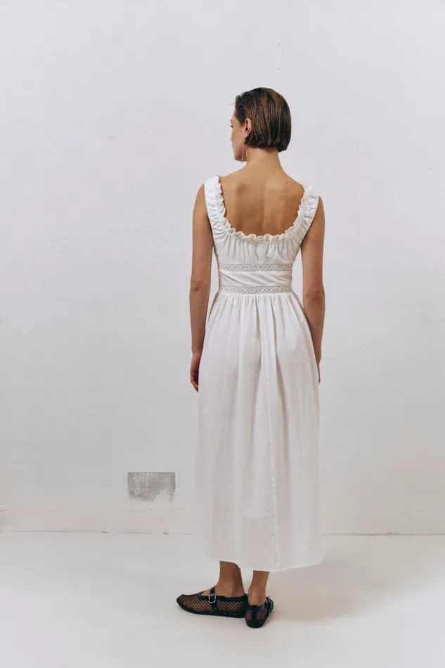 MidiMaxi Dresses Women VRG GRL French Silhouette Midi Dress White MidiMaxi Dresses Women VRG GRL French Silhouette Midi Dress White