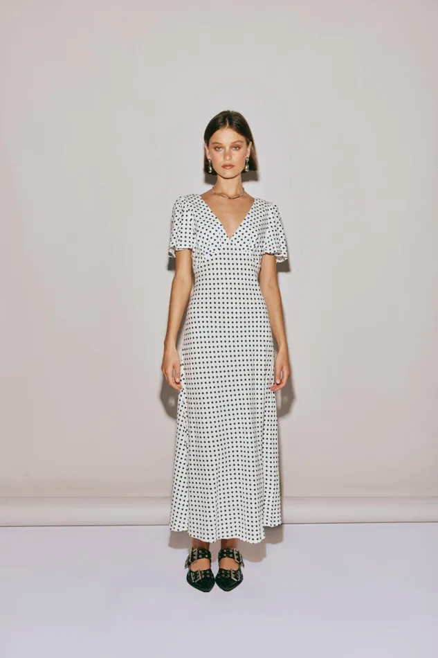MidiMaxi Dresses Women VRG GRL Summer Nostalgia Bias Cut Midi Dress White