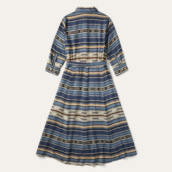 Midi Women Stetson Indigo Serape Print Dress Blue