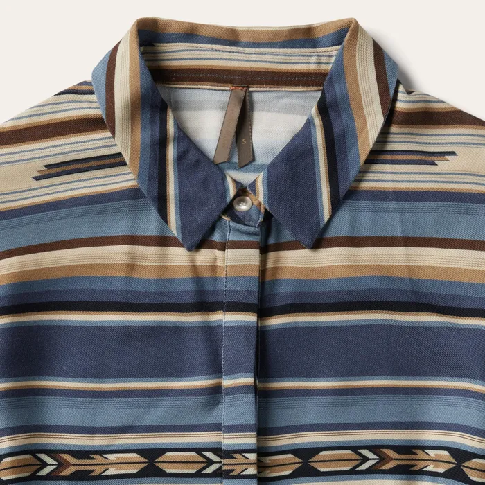 Midi Women Stetson Indigo Serape Print Dress Blue