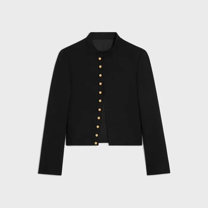 Military Jacket In Diagonal Wool Black Women CELINE JACKETS