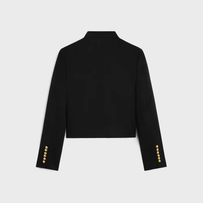 Military Jacket In Diagonal Wool Black Women CELINE JACKETS