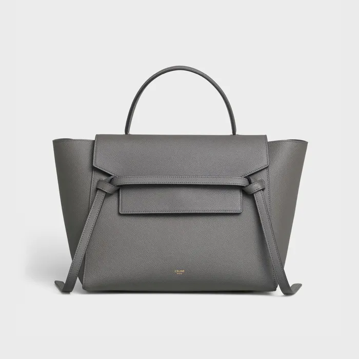 Mini Belt Bag In Grained Calfskin Grey Women CELINE BELT BAG