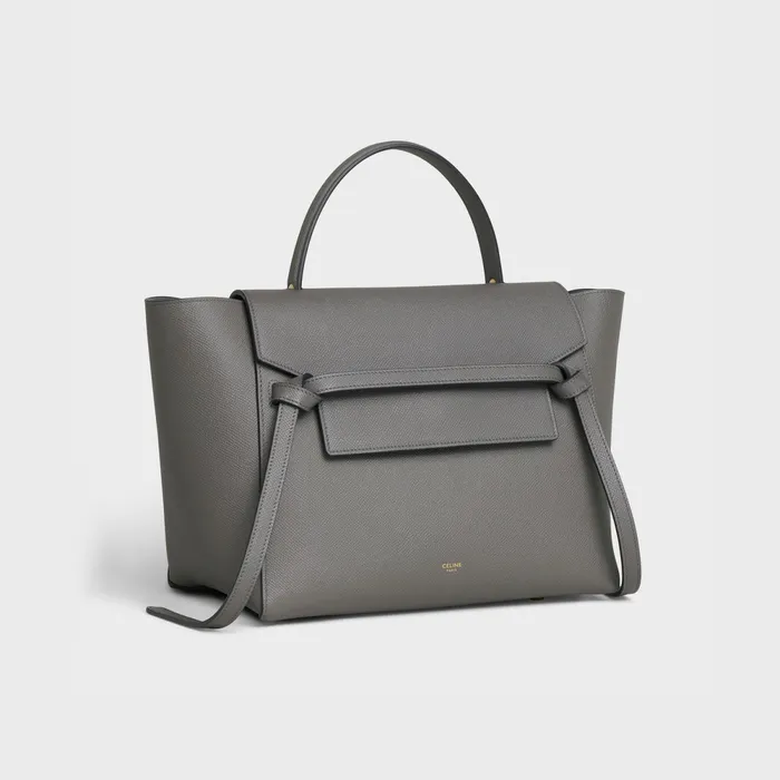 Mini Belt Bag In Grained Calfskin Grey Women CELINE BELT BAG