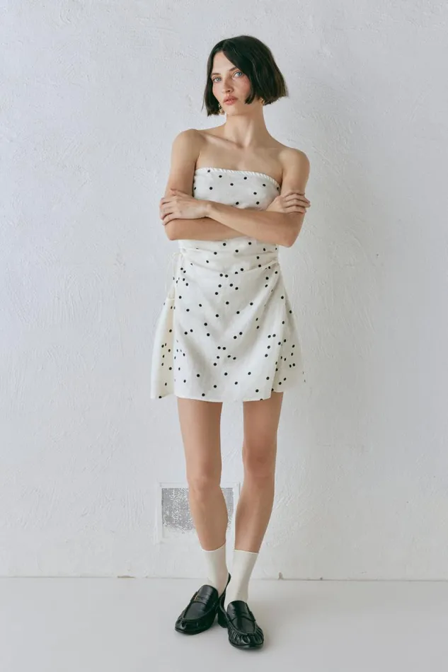 Mini Dresses Women VRG GRL Gaia Linen Mini Dress Dot Mini Dresses Women VRG GRL Gaia Linen Mini Dress Dot