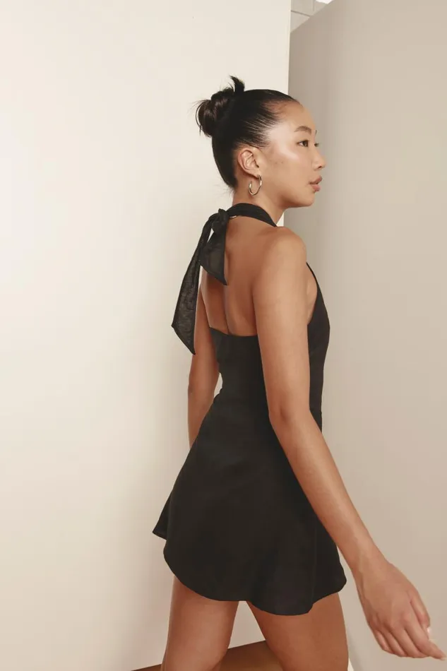 Mini Dresses Women VRG GRL Sonny Linen Mini Dress Black Mini Dresses Women VRG GRL Sonny Linen Mini Dress Black