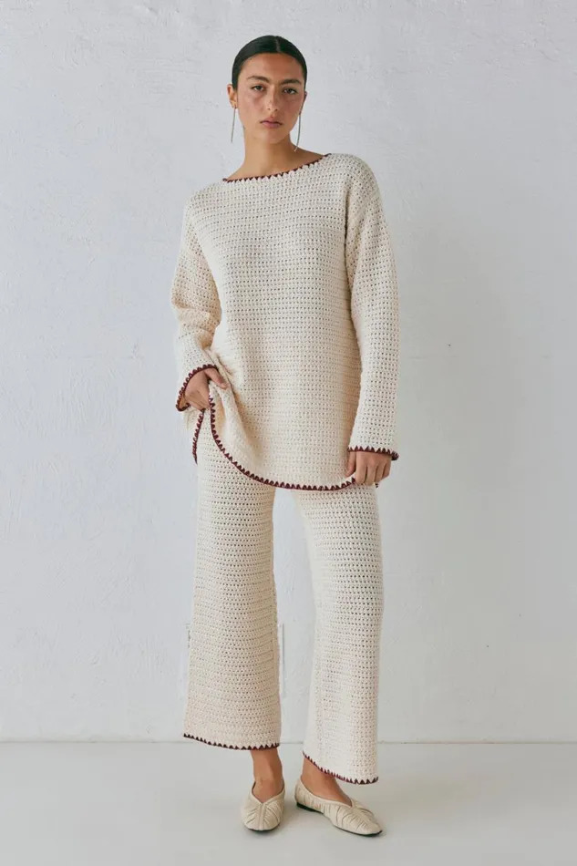 Mini Dresses Women VRG GRL Stella Knit Tunic Cream Mini Dresses Women VRG GRL Stella Knit Tunic Cream