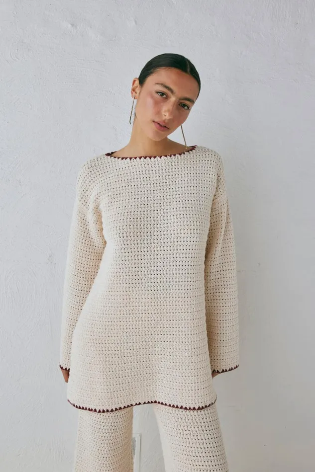 Mini Dresses Women VRG GRL Stella Knit Tunic Cream Mini Dresses Women VRG GRL Stella Knit Tunic Cream
