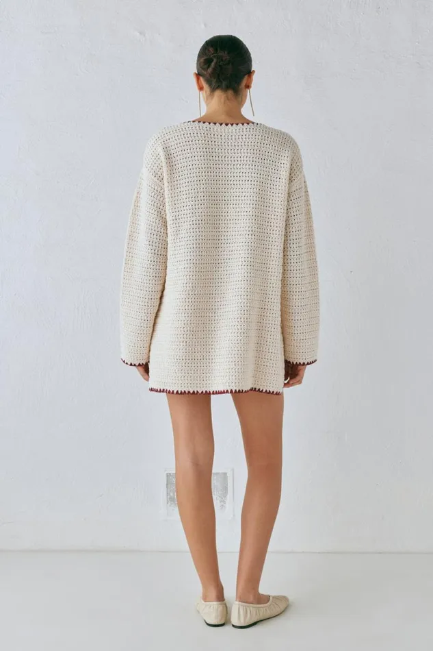 Mini Dresses Women VRG GRL Stella Knit Tunic Cream Mini Dresses Women VRG GRL Stella Knit Tunic Cream
