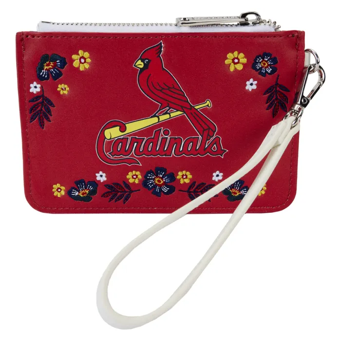 MLB St Louis Cardinals Floral Card Holder Wristlet Clutch Unisex Loungefly Bags and Wallets MLB St Louis Cardinals Floral Card Holder Wristlet Clutch Unisex Loungefly Bags and Wallets