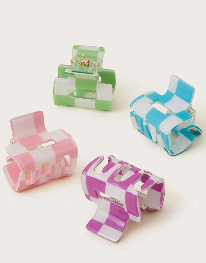 Monsoon 4Pack Check Claw Clips Children Girls039 Hair Accessories Monsoon 4Pack Check Claw Clips Children Girls039 Hair Accessories