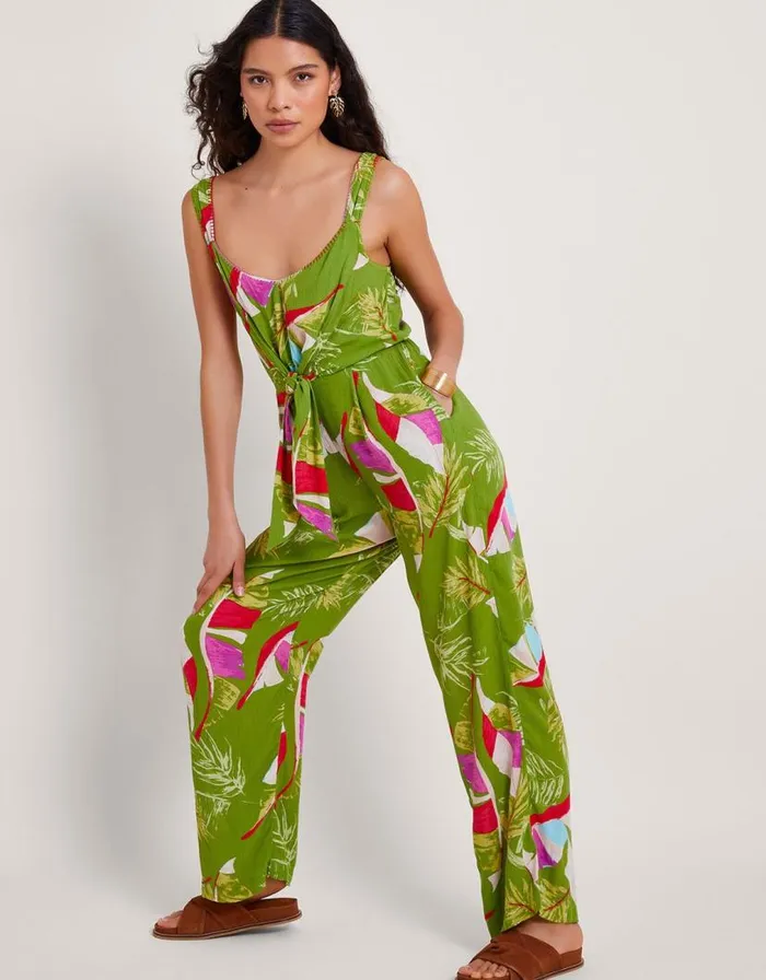 Monsoon Amina Floral Jumpsuit Green Women Beachwear and Swimwear