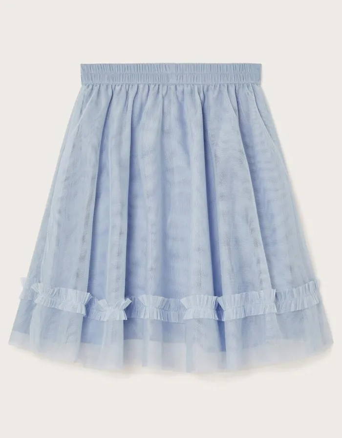 Monsoon Andrea Embroidered Tulle Skirt Blue Children Partywear Monsoon Andrea Embroidered Tulle Skirt Blue Children Partywear