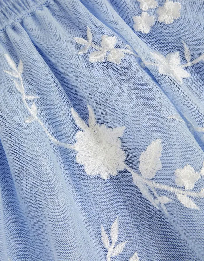 Monsoon Andrea Embroidered Tulle Skirt Blue Children Partywear Monsoon Andrea Embroidered Tulle Skirt Blue Children Partywear