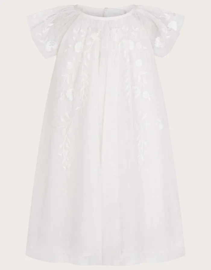 Monsoon Baby Amelia Net Embroidered Dress Ivory Children Dresses