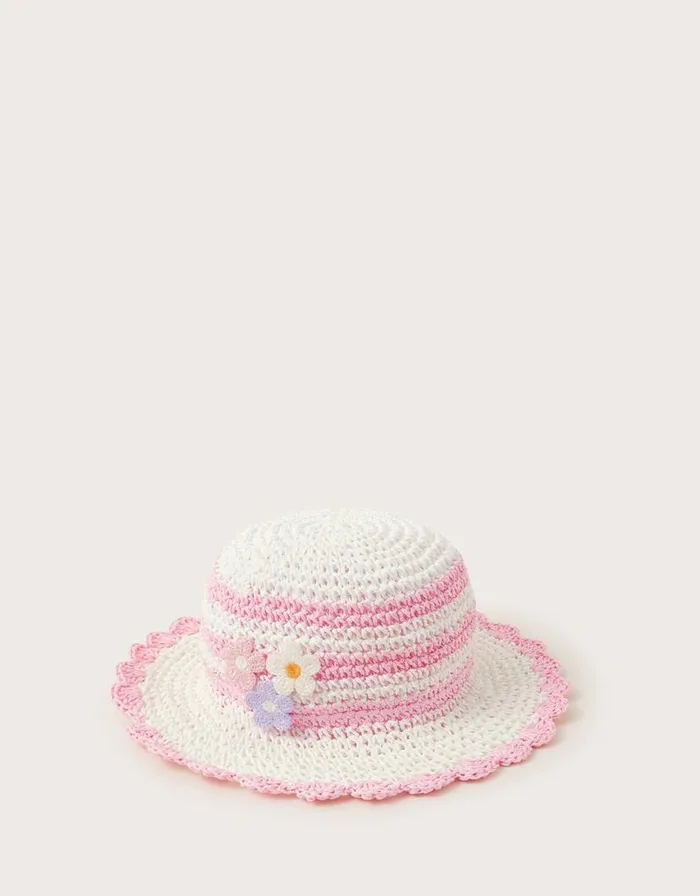 Monsoon Baby Crochet Flower Hat Pink Children Hats and Sunglasses