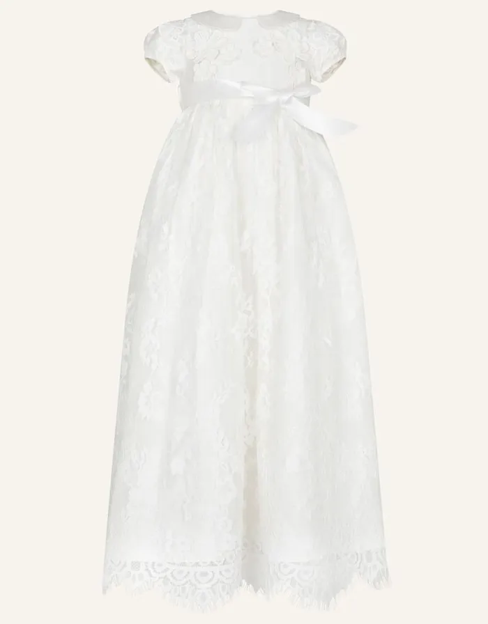 Monsoon Baby Provenza Silk Christening Dress Ivory Children Partywear
